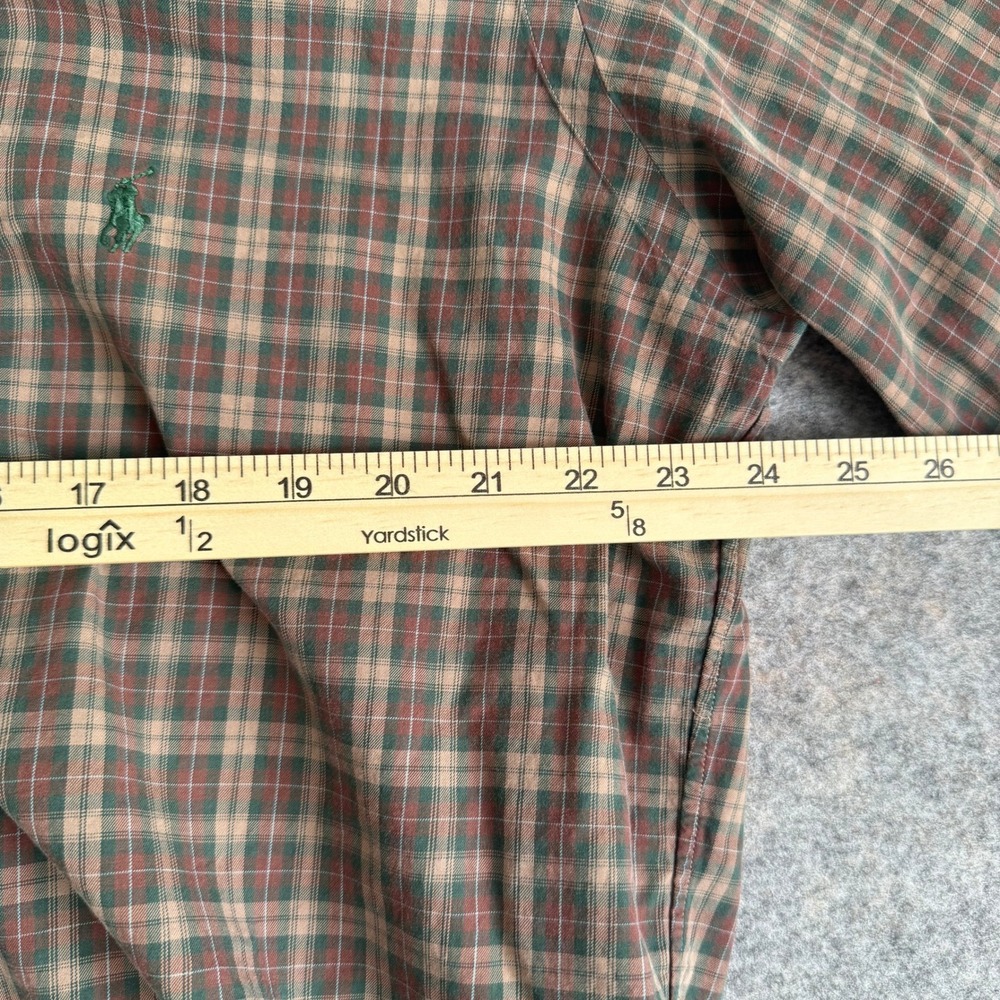 Ralph Lauren Mens LT Tall Classic Fit Brown Plaid Button Down Shirt Long Sleeve - Picture 7 of 8
